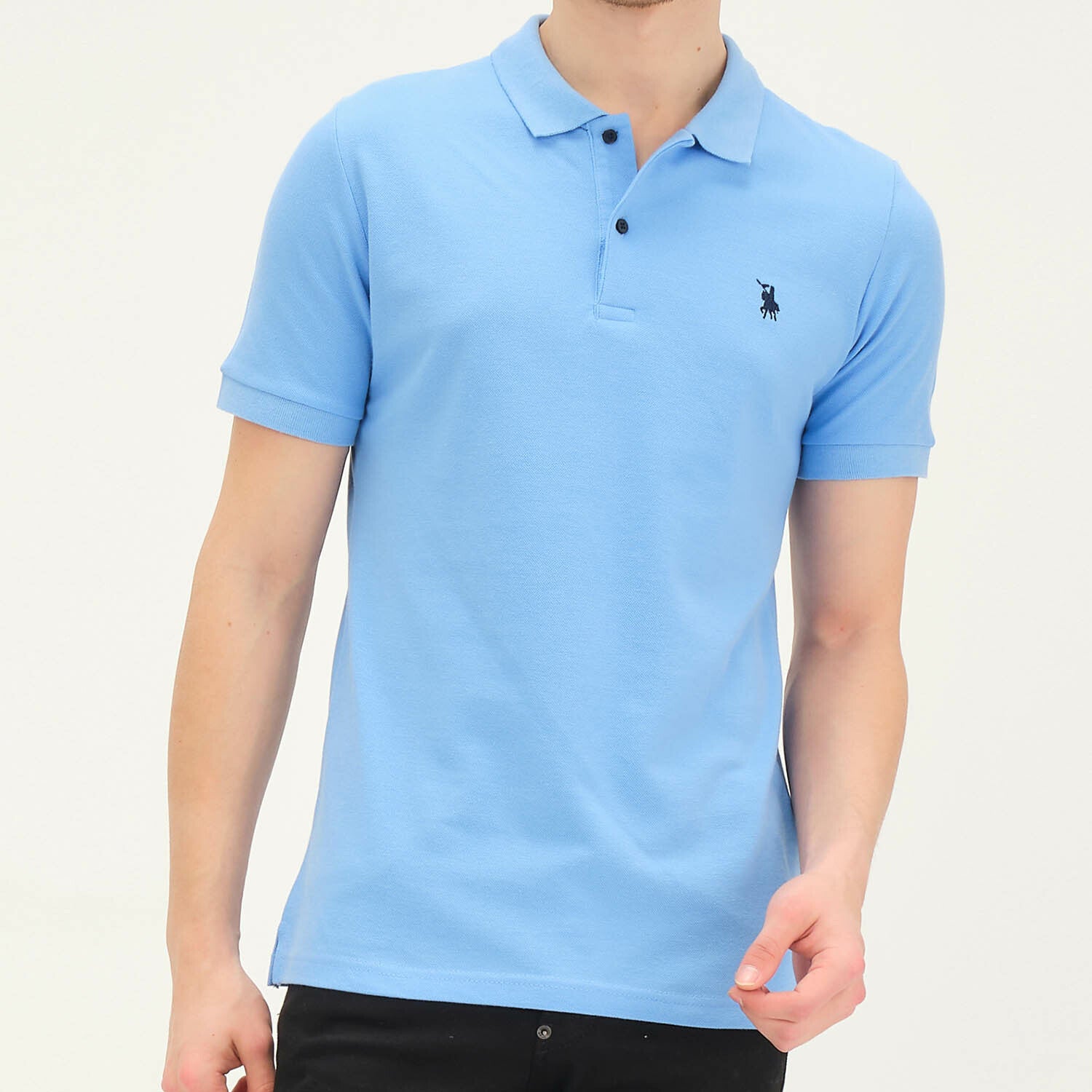 Short Sleeve Polo with Logo // Light Blue