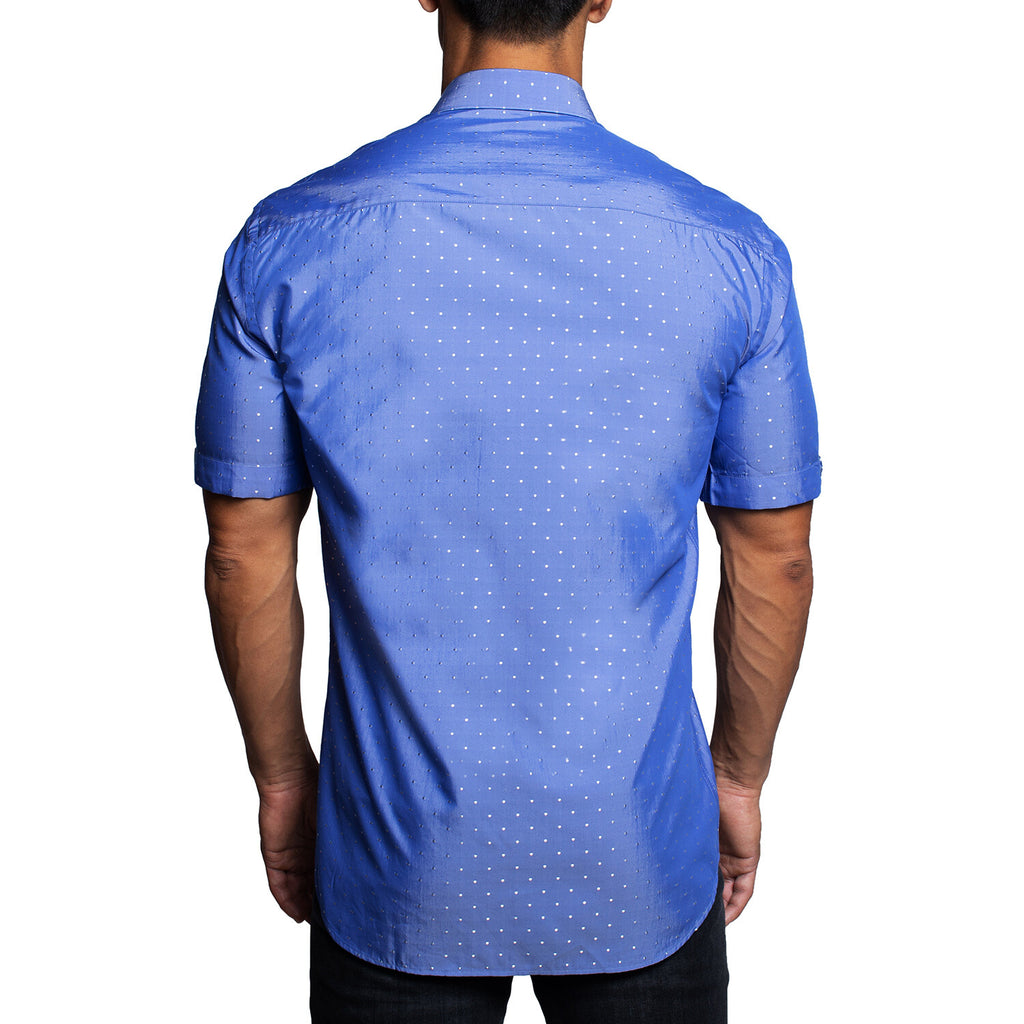 Galileo Silver Dot Button Up Shirt // Blue