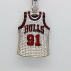 Chicago Bulls Dennis Rodman #91 Jersey Pendant Necklace – Premium Zircon Basketball Fan Gift