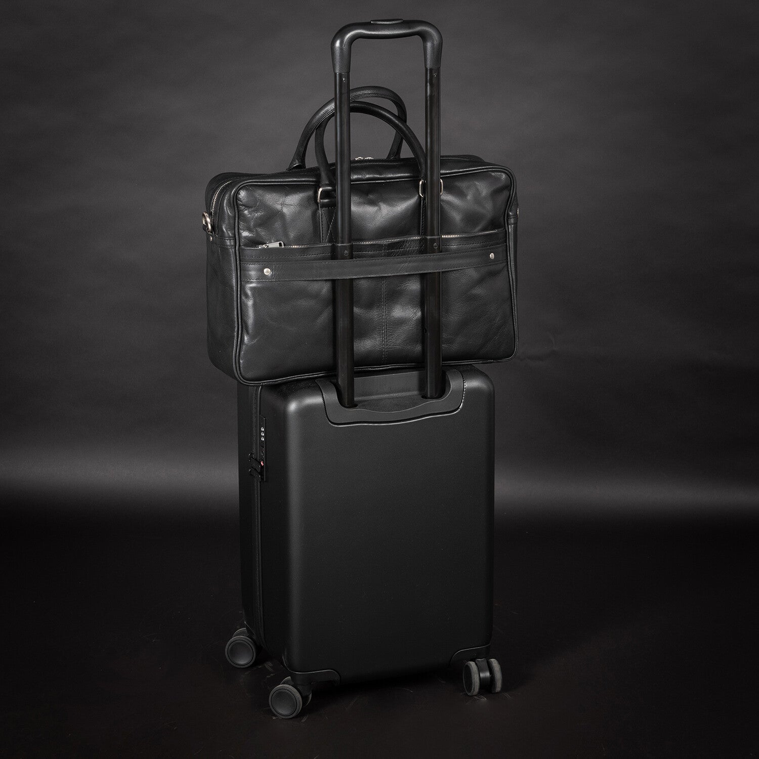 Leather Briefcase Slim 17" // Black