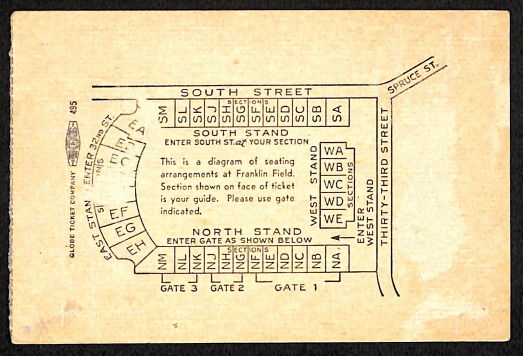 October 4, 1952 Dartmouth vs Penn Quakers Football Game Ticket Stub 190202