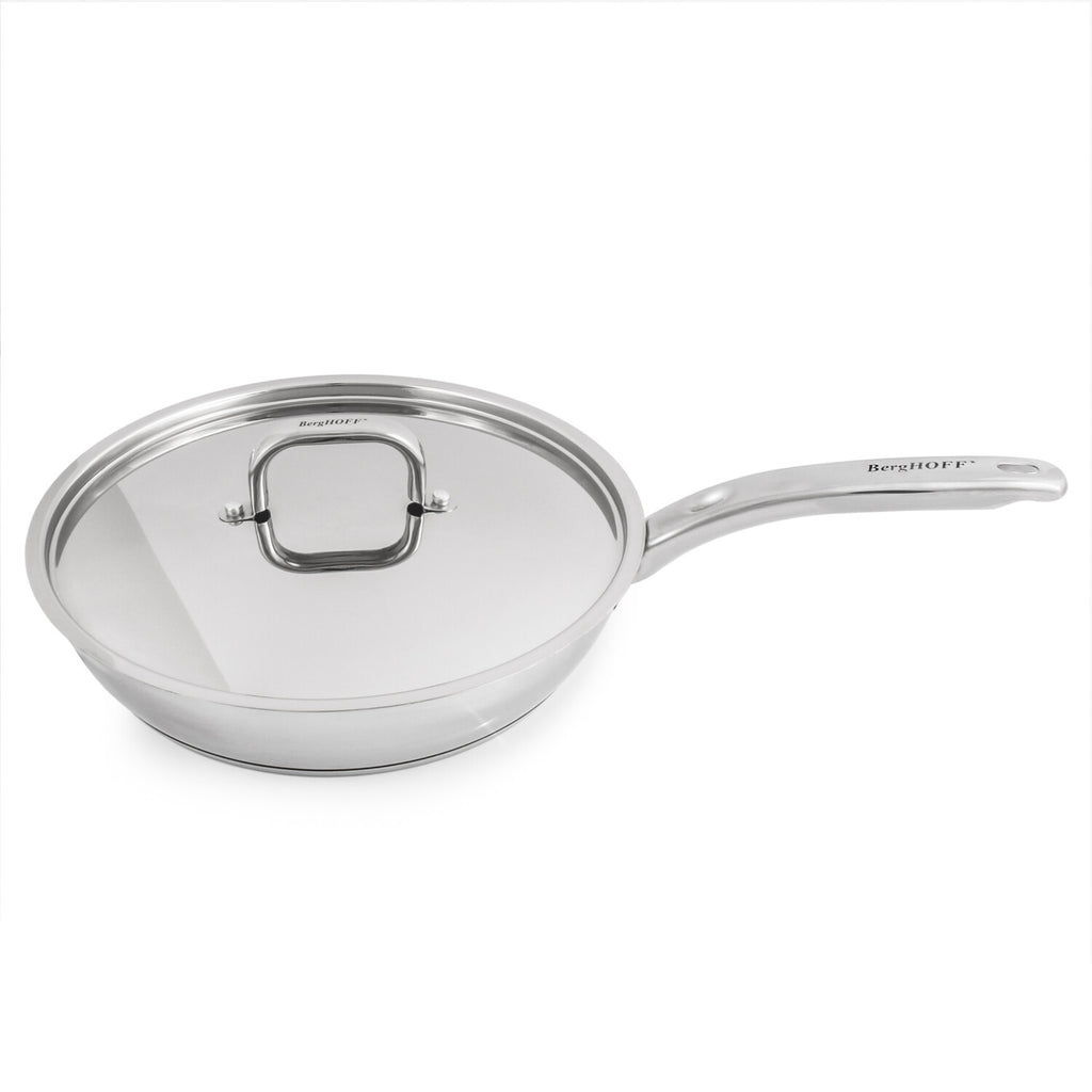 BergHOFF Belly Shape 18/10 Stainless Steel 10.5" Skillet with SS Lid, 2.5qt.