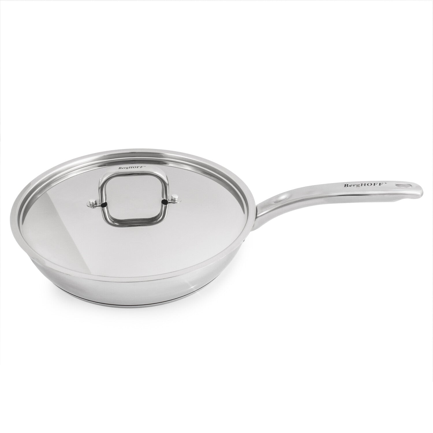BergHOFF Belly Shape 18/10 Stainless Steel 10.5" Skillet with SS Lid, 2.5qt.