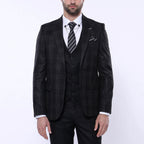 Levi 3-Piece Checkered Slim Fit Suit // Black