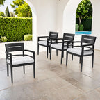 Outdoor Patio Dining Chairs, Tapered Feet (Set of 4) - Ember Black