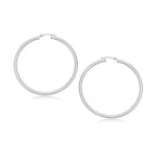 10k White Gold Polished Hoop Earrings (30 mm)
