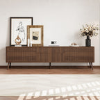 Fluted TV Stand With Storage Drawers And Cabinets For TVs Up - Walnut