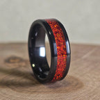 Black Carbide Ring // with Red Crimson Opal // 8mm Width