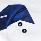 Contrast Collar & Cuff Button Up // White + Nature Navy Trim