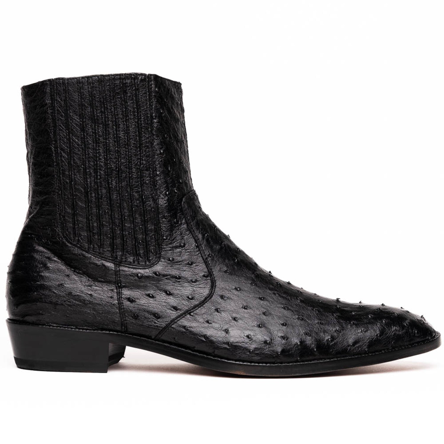 Giorgio // Ostrich Skin Leather Chelsea Boot // Black