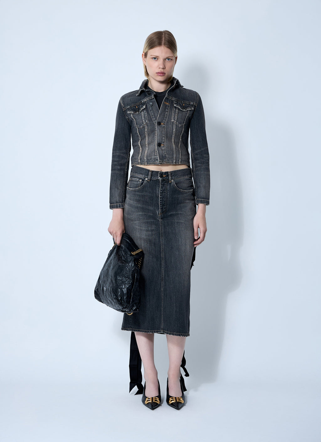Balenciaga Women Lace-Up Denim Jacket