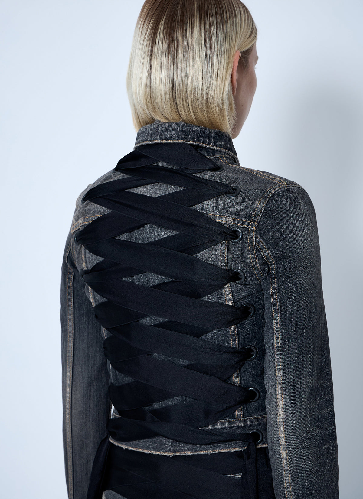 Balenciaga Women Lace-Up Denim Jacket