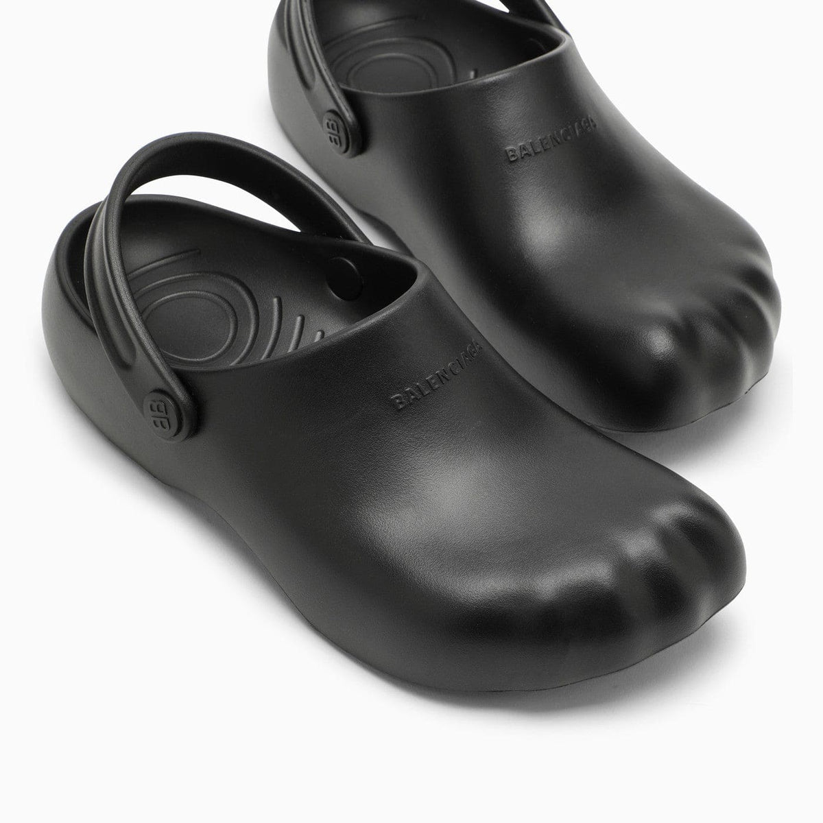 Balenciaga Black Rubber Slip On Sunday Molded