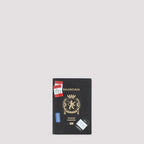 BALENCIAGA Leather Passport Holder with Multicolor Accent