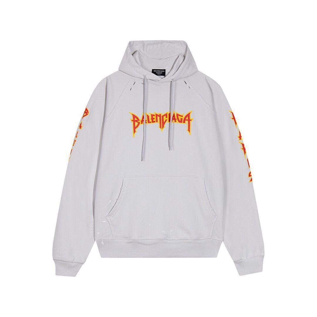 Balenciaga logo-print detail hoodie – White