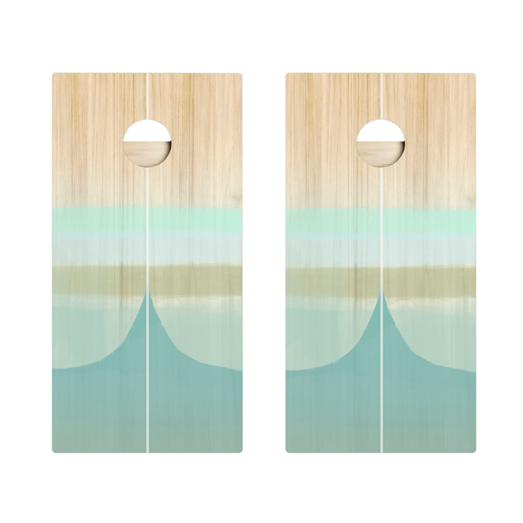 Bamboo Wood Watercolor Surf Star Cornhole Boards