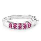 6.65 Carat Genuine Ruby and White Topaz .925 Sterling Silver Bracelet