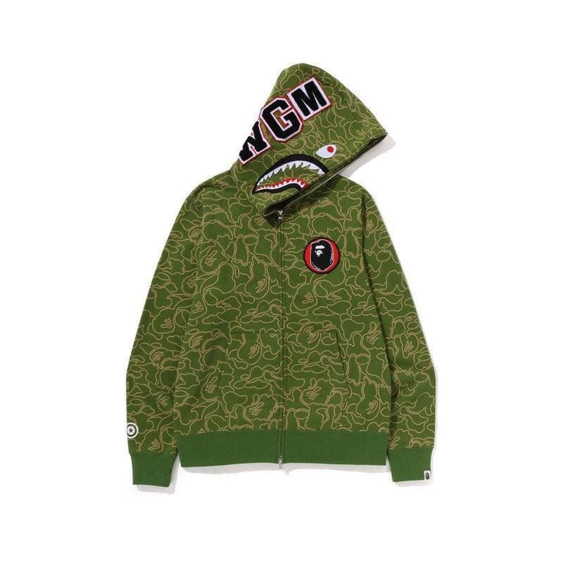 BAPE Line Camo Shark Full Zip Hoodie A Bathing Ape 'Green'