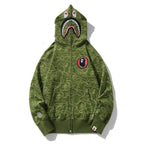 BAPE Line Camo Shark Full Zip Hoodie A Bathing Ape 'Green'