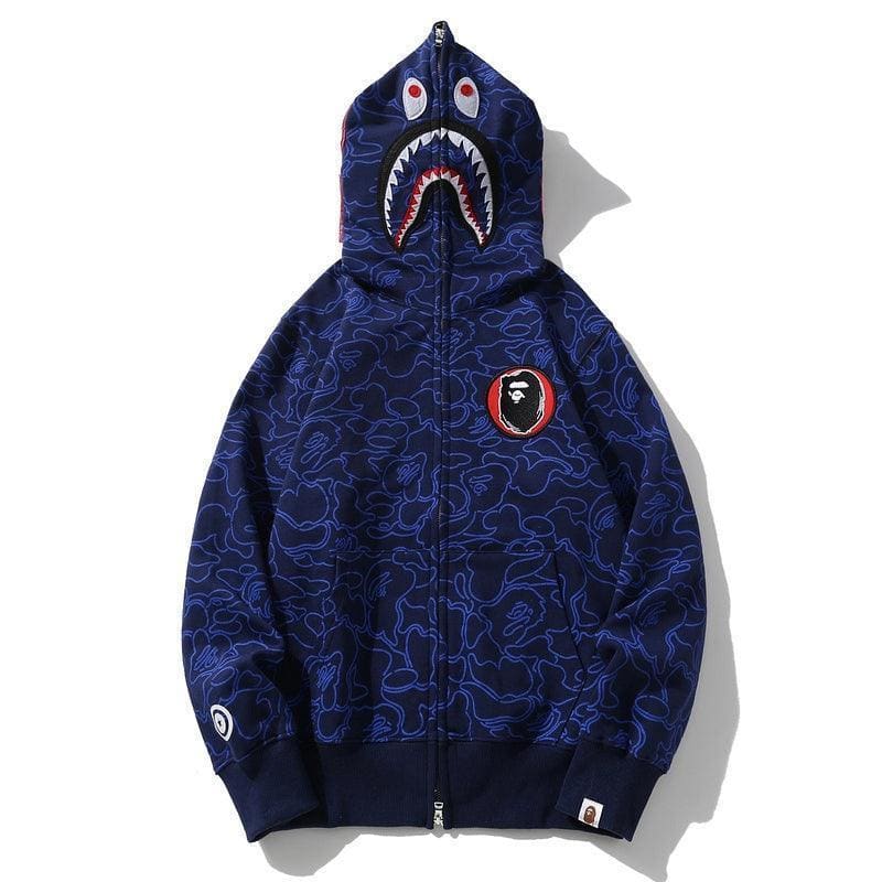 BAPE Line Camo Shark Full Zip Hoodie A Bathing Ape 'Navy'