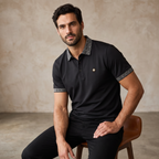 Pattern Trim Performance Polo – El Baron BLACK