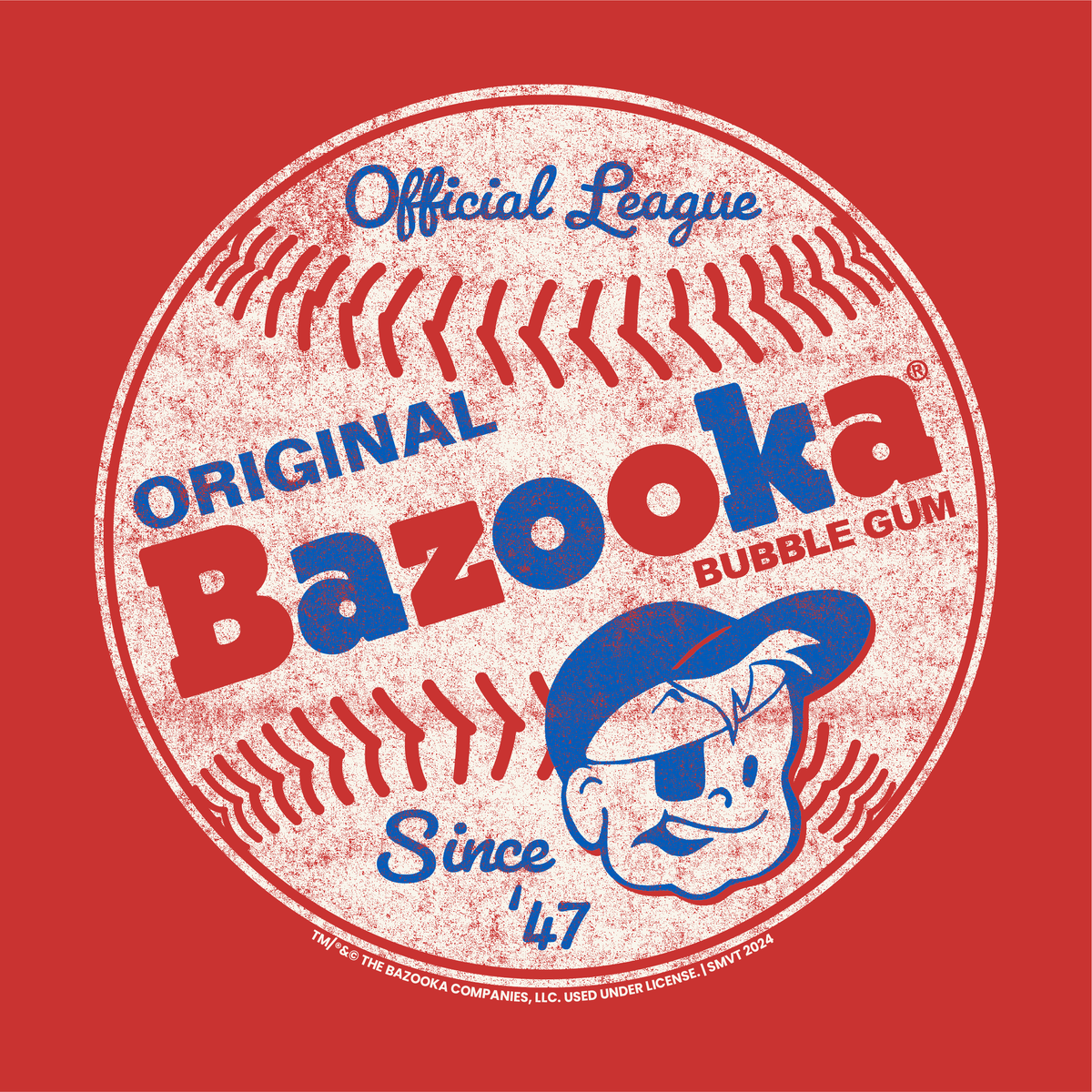 Bazooka® Official League Baseball Tee- Retro Bubble Gum Unisex Graphic T-Shirt