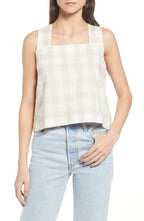 Madewell Linen Blend Sunside Button Back Crop Top in Natural Linen Yd, Size 4