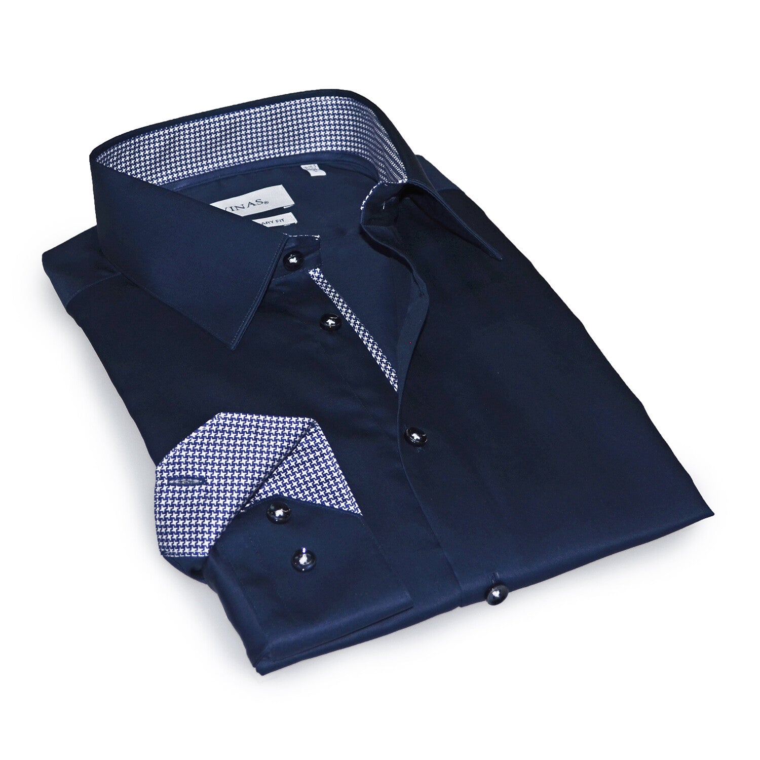 Contrast Collar & Cuff Button Up // Navy + Nailshead White Trim