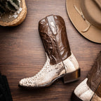 Western Collection Kansas // Python Leather Cowboy Boot // Natural