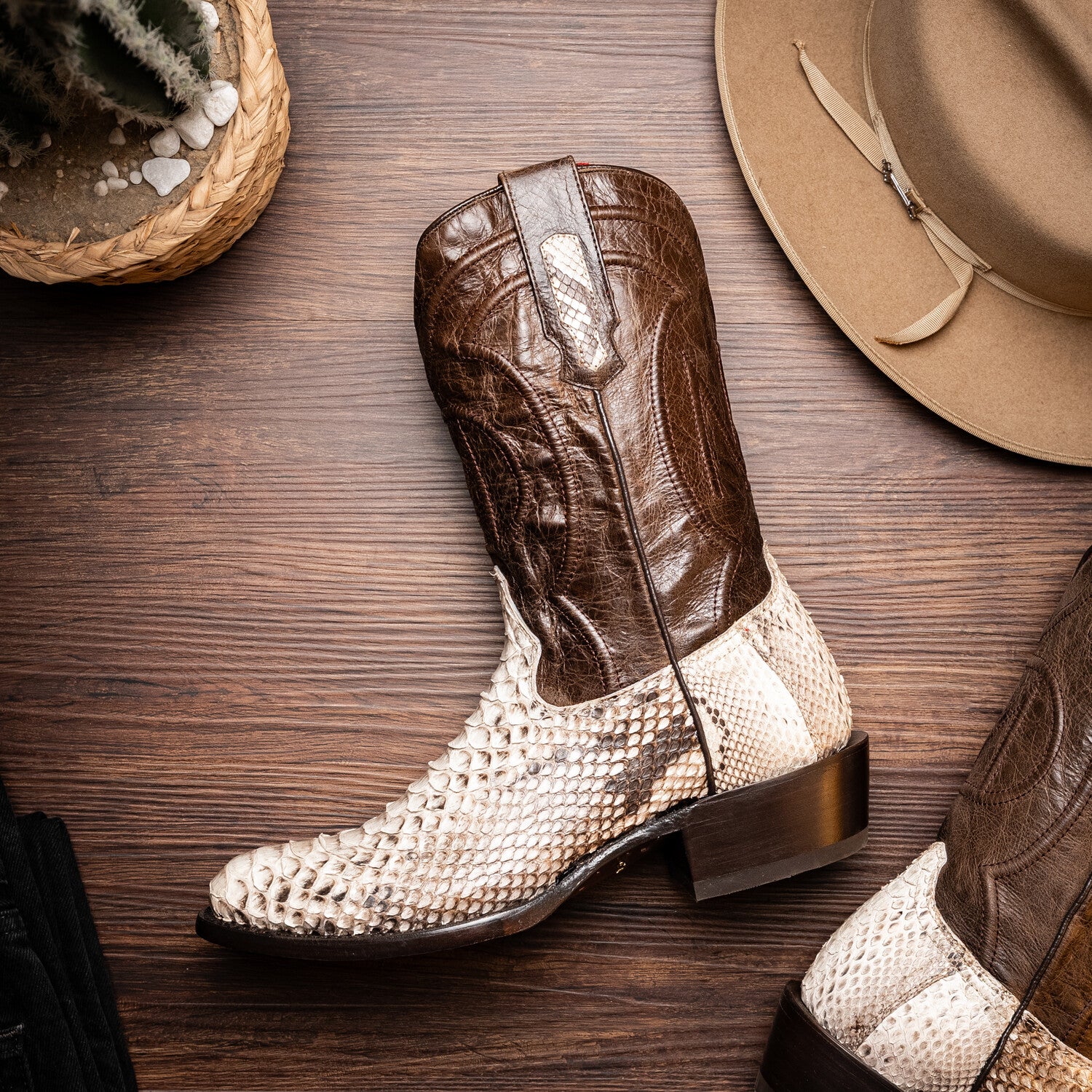 Western Collection Kansas // Python Leather Cowboy Boot // Natural