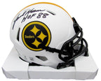 Jack Ham HOF Signed/Insc White Lunar Mini Helmet Steelers Becket Witness 192375