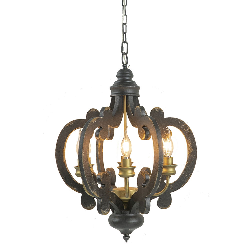 Farmhouse Chandelier, 6 Light Wood Chandelier Living Room Entryway