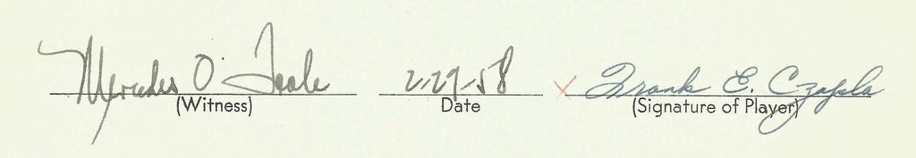 Frank Czapla Cleveland Browns Signed/Autographed 1958 NFL Injury Clause 150380