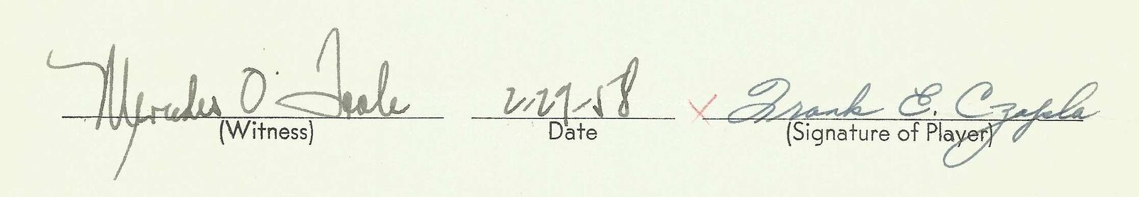 Frank Czapla Cleveland Browns Signed/Autographed 1958 NFL Injury Clause 150380