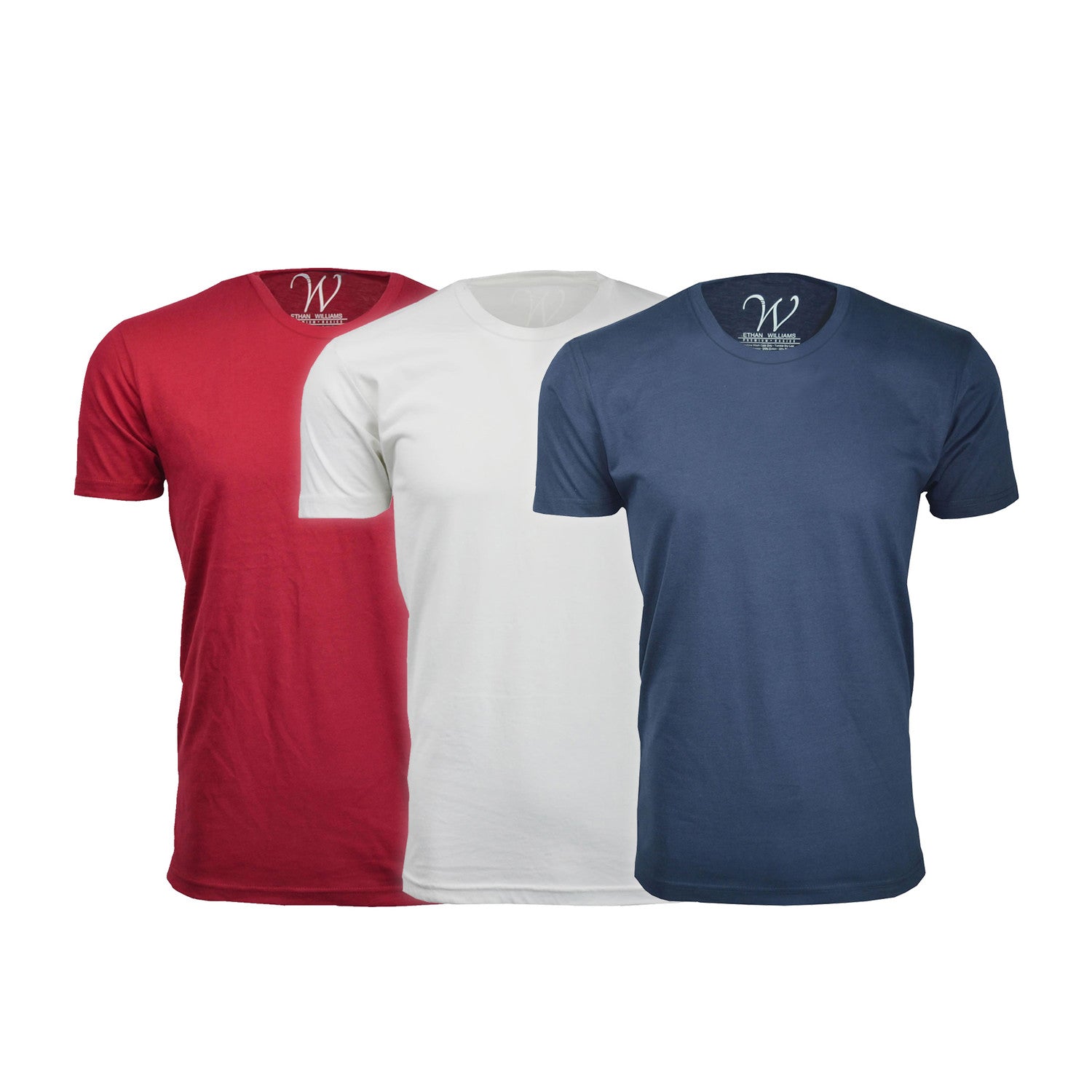 Ultra Soft Sueded Crew-Neck // Red + White + Navy // Pack of 3