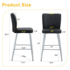 Modern Bar Chair Set Streamlined Backrest Metal Legs 2 - Black / Silver