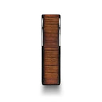 ATREUS Polished Black Ceramic Flat Wedding Band with Koa Wood Inlay - 6mm - 10mm