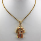 Luxury Football MESSI #10 Jersey Pendant Necklace with Zircon Stones – Perfect Gift for Sports Fans