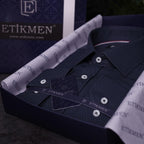 Diamond Patterned Button-Up Shirt // Navy