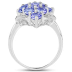2.07 Carat Genuine Tanzanite .925 Sterling Silver Ring