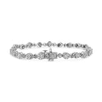 .925 Sterling Silver 1.0 Cttw Diamond Swirl Beaded Link Bracelet (I-J Color, I3-Promo Clarity) - 7.25" Inches
