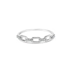 .925 Sterling Silver Diamond Accent Paperclip Band Ring (I-J Color, I2-I3 Clarity) - Ring Size 6