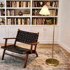 Majestic - Ring Base Curved Floor Lamp With Triangle Drum - Gold / White