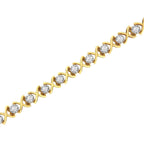 10K Yellow Gold Plated Sterling Silver 1 cttw Diamond Link Bracelet (J-K Clarity, I1-I2 Color) - Size 7"