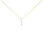 AGS Certified 14K Yellow Gold 2.0 Cttw Baguette and Brilliant Round-Cut Diamond Journey 18" Pendant Necklace (F-G Color, I1-I2 Clarity)