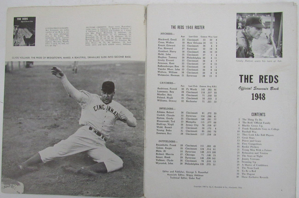 Vintage 1948 Cincinnati "The Reds" Official Souvenir Book 175616