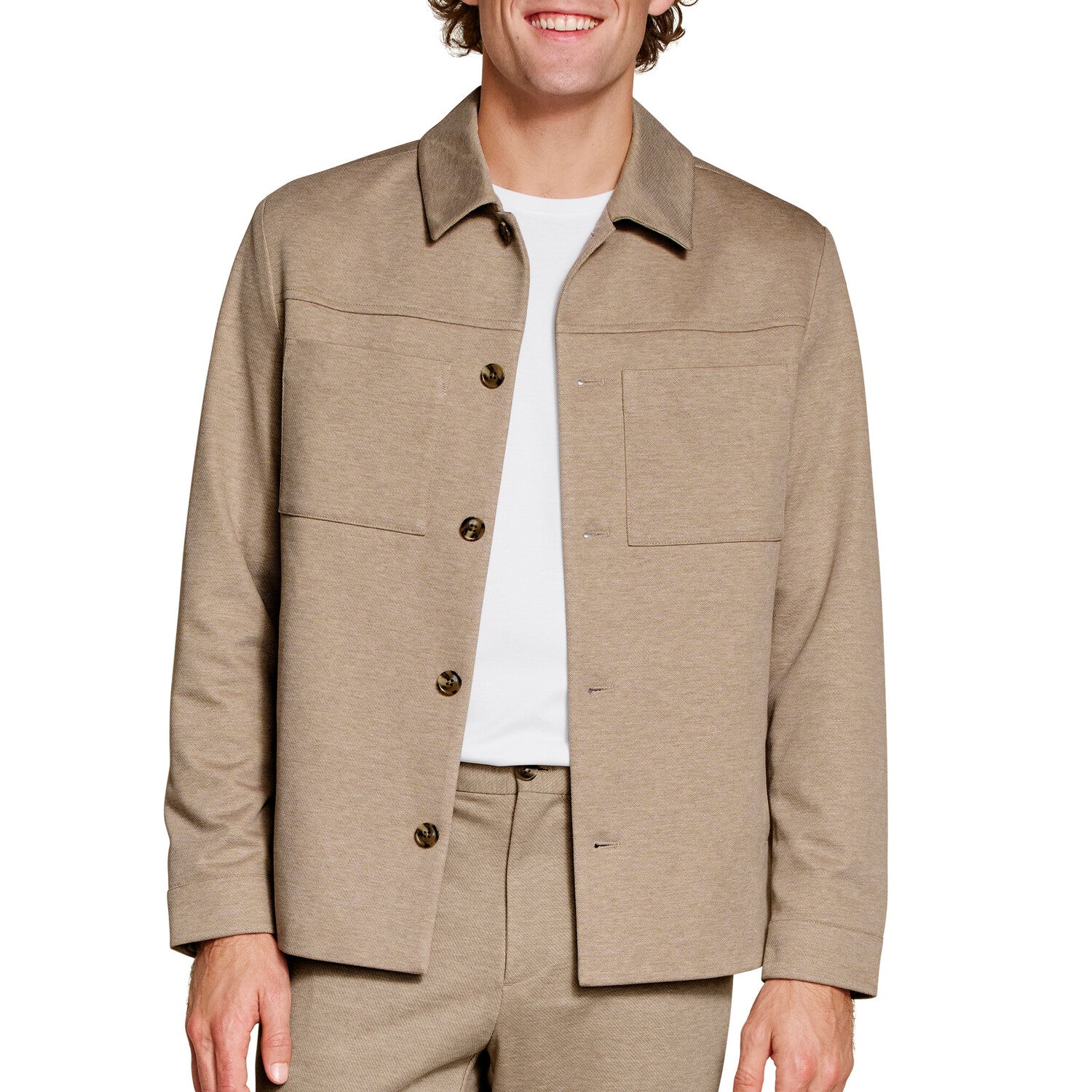 XC Flex Pinnacle Knit Shirt Jacket // Tan Twill