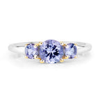 Two Tone Plated 1.07 Carat Genuine Tanzanite .925 Sterling Silver Ring