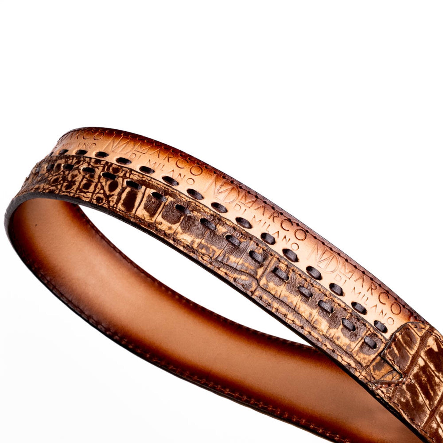 Montana // Caiman & Calf Leather Belt // Stone Brown