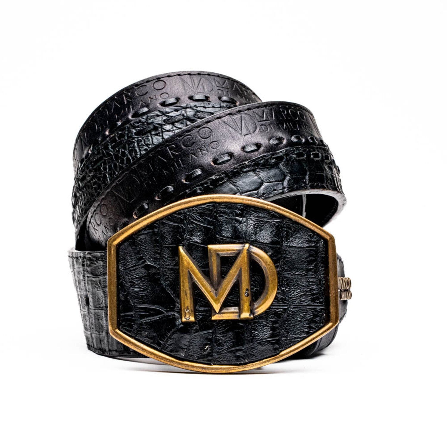 Montana // Caiman & Calf Leather Belt // Black